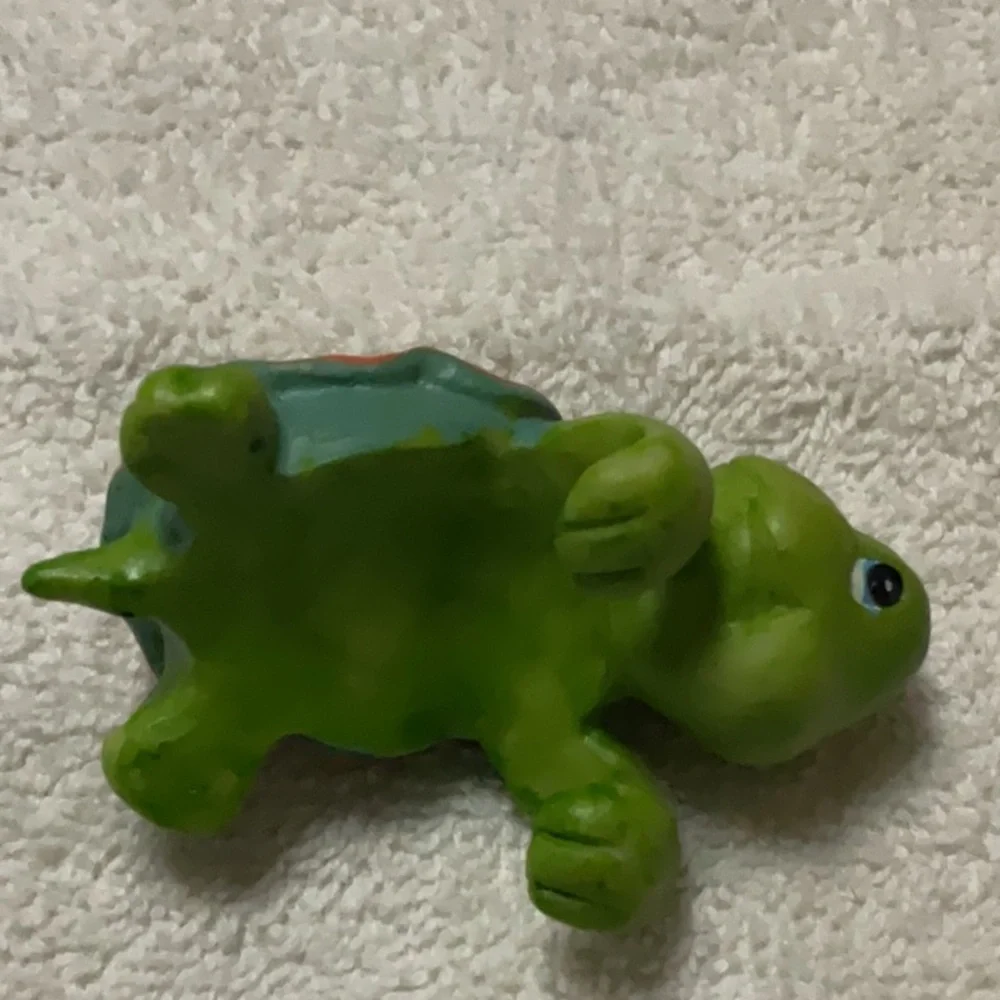 Green Turtle and Blue Gnome Figurine Set plant or shelve hangers.